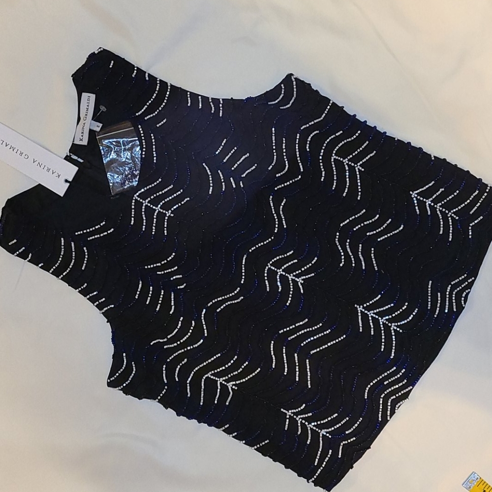 Karina Grimaldi Beaded Crewneck Tank Top